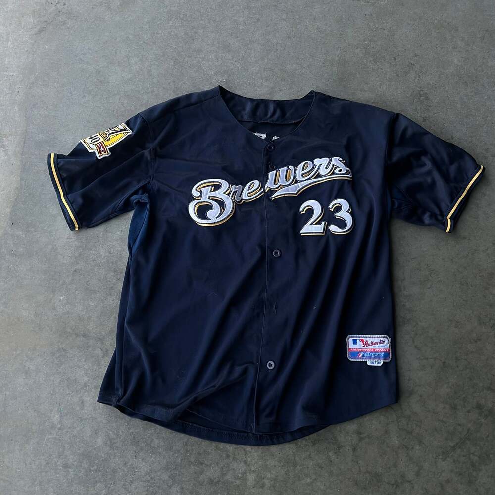 Brewers Majestic weeks Authentic MLB Jersey 40th Anniversary Patch